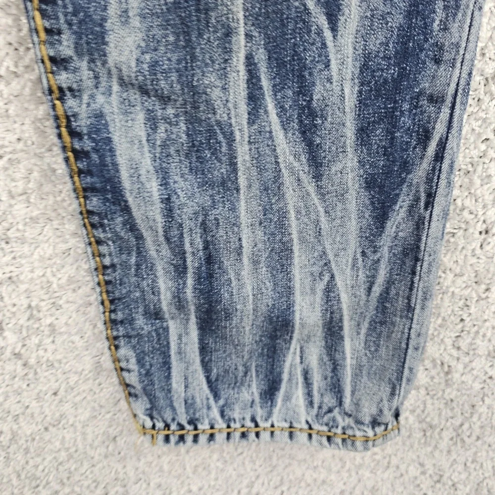 True Religion Ricky Jeans Men's Blue Relaxed Straight Acid Wash Jeans 36x33